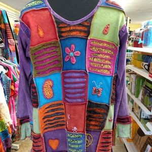 Hand Stitched Multi color Nepal Hippie Long Shirt